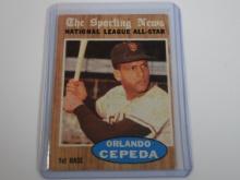 1962 TOPPS BASEBALL #390 ORLANDO CEPEDA SAN FRANCISCO GIANTS ALL STAR