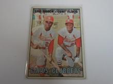 1967 TOPPS BASEBALL #63 CARDS CLUBBERS LOU BROCK CURT FLOOD