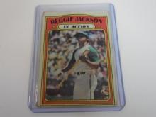 1972 TOPPS BASEBALL #436 REGGIE JACKSON IN ACTION ATHLETICS