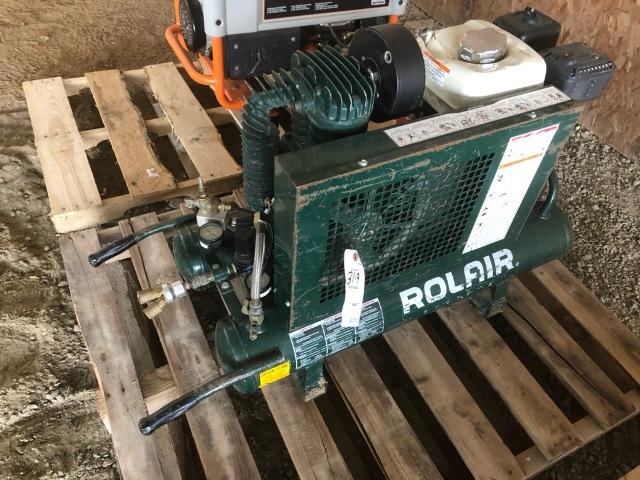 ROLAIR DOUBLE BARREL AIR COMPRESSOR  WITH HONDA GX160 GAS ENGINE, TAX,