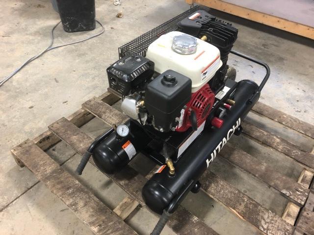 HITACHI DOUBLE BARREL AIR COMPRESSOR, HONDA GX160 GAS ENGINE,