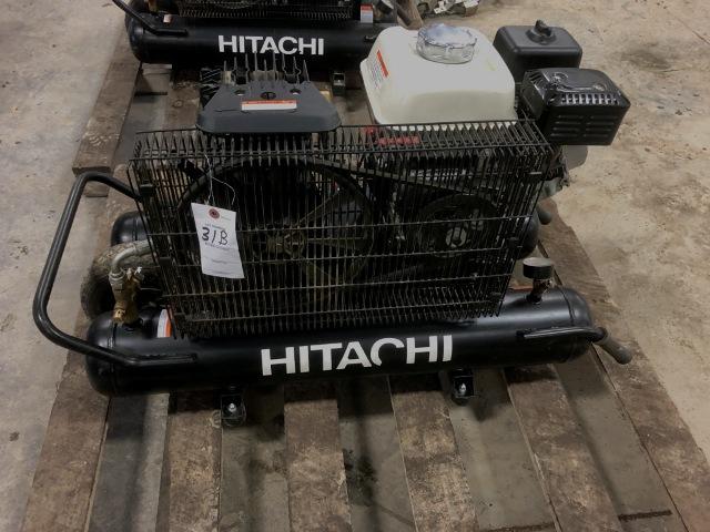 HITACHI DOUBLE BARREL AIR COMPRESSOR, HONDA GX160 GAS ENGINE,