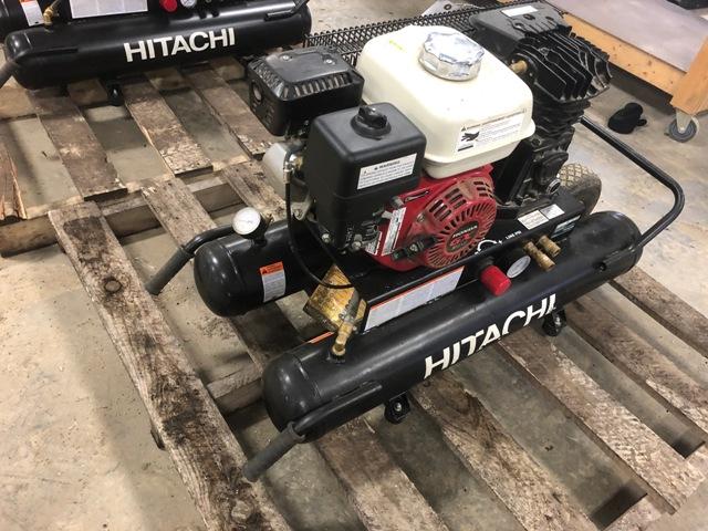 HITACHI DOUBLE BARREL AIR COMPRESSOR, HONDA GX160 GAS ENGINE,