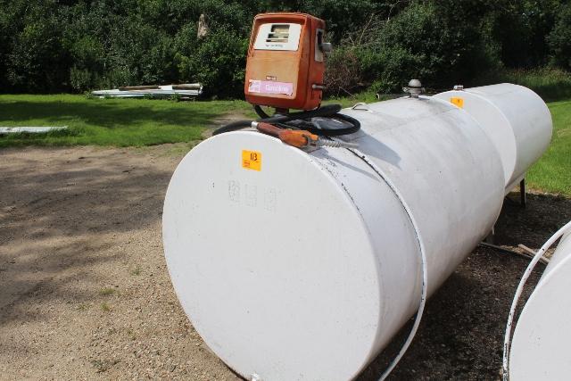 500 GALLON GAS BARREL WITH 110 VOLT PUMP,