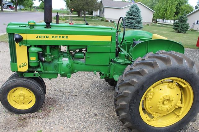 1957 John Deere 420T Tractor, NF, 14.9-28 Near New Tires on Power Adj Steel