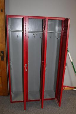 Red Triple Locker Unit with Extra Front Door Section