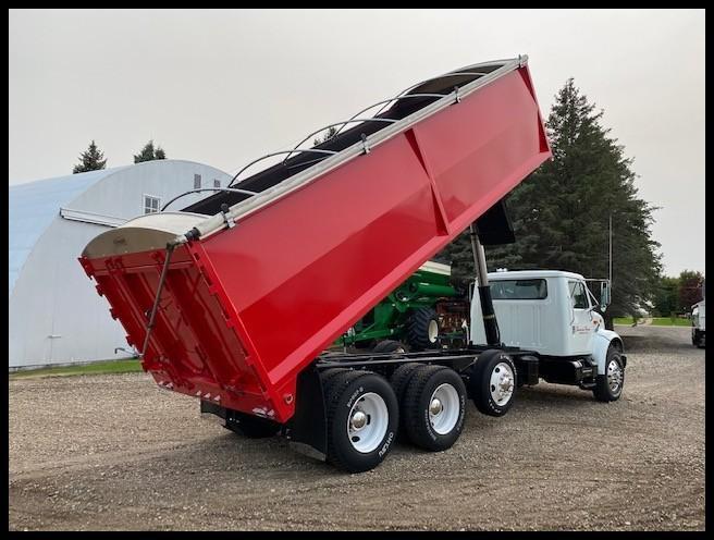 ***1999 International 4900 Tandem Axle Grain Truck, 102" x 20' Long Box x 60" Sides, Pusher Axle