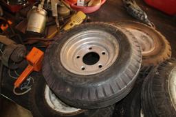 6 LAWN AND GARDEN TRACTOR TIRES AND RIMS