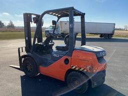 2008 Diesel Toyota Forklift, 2244 Hrs Showing at the time of listing, 6,000 Lb Machine