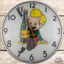 Squirt 15" Telechron Advertising Clock w/ Squirt Boy & Bottle