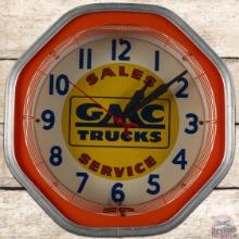 GMC Trucks Sales Service Octagon Neon Advertising Clock