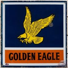 Golden Eagle Gasoline SS Porcelain Pump Plate Sign