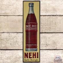 Nehi Beverages Vertical Emb. SS Tin Sign w/ Bottle Columbus GA