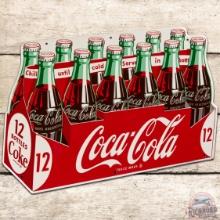 1954 Coca Cola Die Cut SS Tin 12 Pack Sign