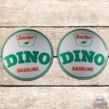 2 NOS Sinclair Dino Gasoline 13.5" Gas Pump Globe Lenses PAIR