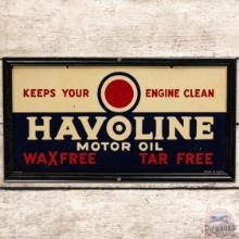 1936 Havoline Wax Free Tar Free Motor Oil Framed DS Tin Sign