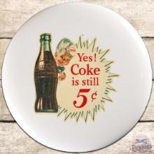 Coca Cola 16" SS Tin Button Sign w/ Sprite Boy & Bottle