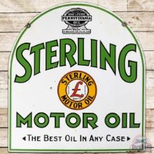 Sterling Motor Oil DS Porcelain Tombstone Sign w/ Logo