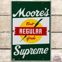 Moore's Supreme Regular SS Porcelain Gas Pump Plate Sign