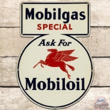 1941 Mobilgas Special SS Tin Keyhole Gas Pump Plate Sign w/ Pegasus