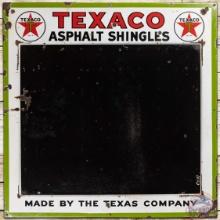 Rare Texaco Asphalt Shingles SS Porcelain Sign w/ Logos