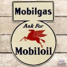 1941 Mobilgas SS Tin Keyhole Gas Pump Plate Sign w/ Pegasus