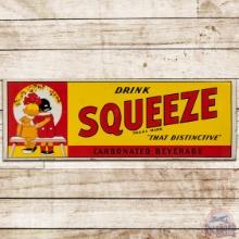 NOS Drink Squeeze Carbonated Beverage Emb. SS Tin Sign w/ Kids