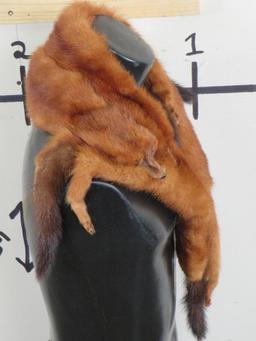 Beautiful Vintage (1950's) Mink Stole Scarf w/4 Minks, Head, Feet & Tails VINTAGE