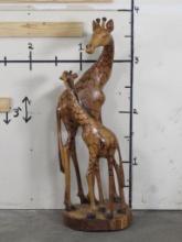 Big Wooden Hand Carved Giraffe Statue AFRICAN ART