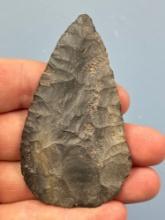 NICE 3 1/16" Black Chert Knife, Found in Dauphin Co., PA, Very Thin and Well-Made