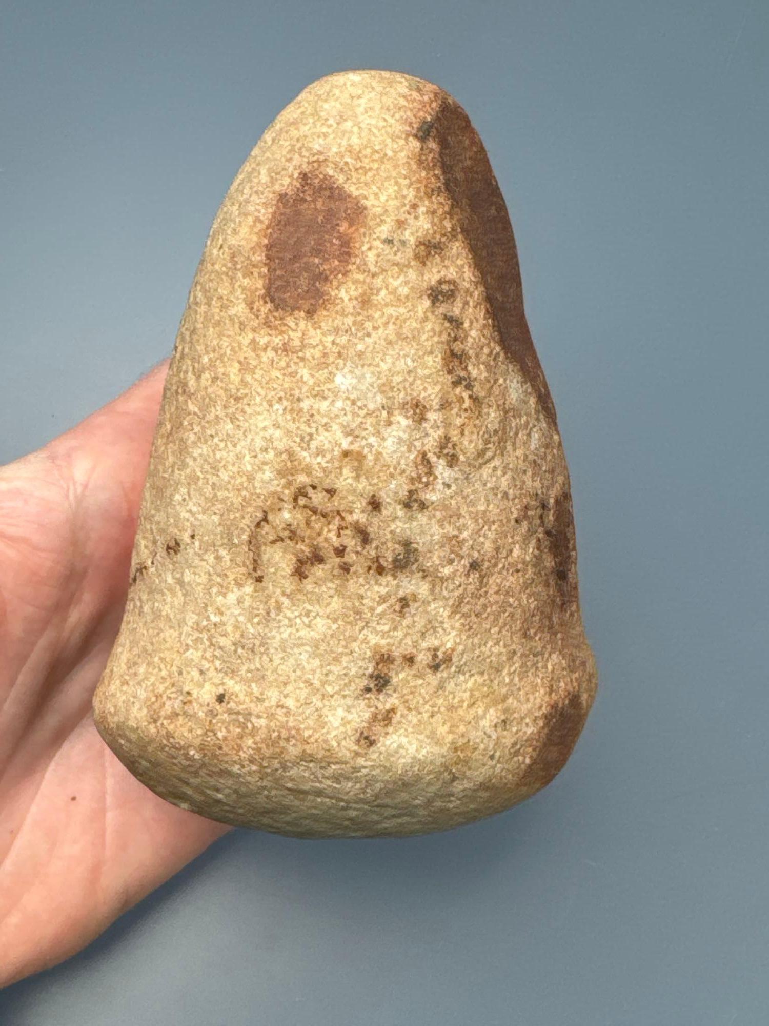 FINE 4 1/2" Quartzite Bell Pestle, Found in Lancaster Co., PA, Ex: Howell Collection