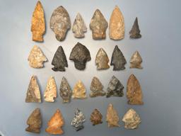 Impressive Lot of Fine Points, Arrowheads, Found by Gerald Crizer in Beaver County, Pennsylvania, Lo