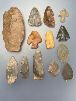 13 Various Artifacts Found in the Tennessee River Area, Athens Alabama, Ex: Kauffman Collection