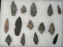 14 Larger Points, Arrowheads, All have Been Broken and ReGlued, Found in Jim Thorpe Area in Pennsylv