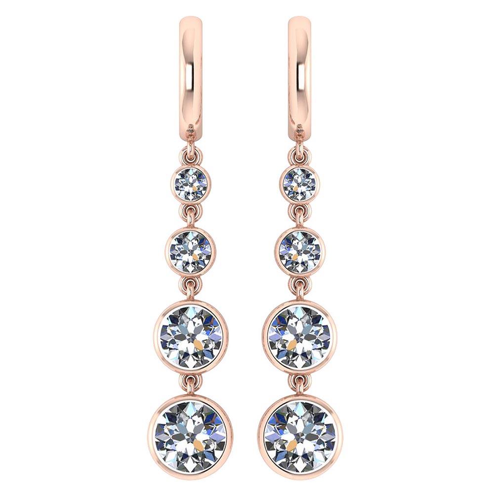 Certified 1.73 Ctw Diamond VS/SI1 Earrings For 14K Rose Gold