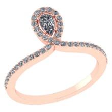 0.57 Ctw Pear Cut Diamond 14k Rose Gold Halo Ring VS/SI1