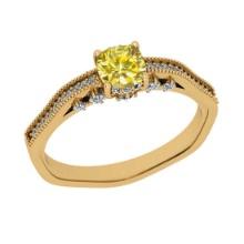 1.01 Ctw Gia certified Natural Fancy Yellow And White Diamond 14K Yellow Gold Engagement Ring