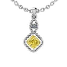 Certified 0.67 Ct Natural Fancy Yellow And White Diamond Platinum Pendant