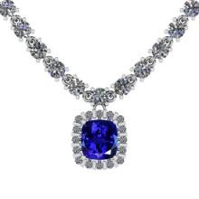 Certified 21.03 Ct Tanzanite And Diamond I1/I2 Platinum Necklace