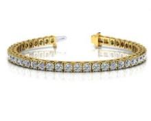 CERTIFIED 14K YELLOW GOLD 9 CTW G-H SI2/I1 CLASSIC FOUR PRONG DIAMOND TENNIS BRACELET MADE IN USA