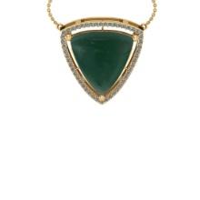 24.80 Ctw SI2/I1 Green Aquamarine And Diamond 14K Yellow Gold Vintage Style Pendant