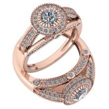 Certified 1.24 Ctw Diamond I1/I2 Engagement 10K Rose Gold Ring