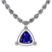 Certified 13.39 Ct Tanzanite And Diamond VS/SI1 Platinum Necklace