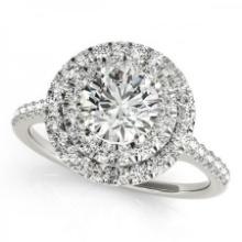 CERTIFIED 14KT WHITE GOLD 1.22 CTW J-K/VS-SI1 DIAMOND HALO ENGAGEMENT RING