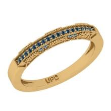 0.15 Ctw i2/i3 Treated Fancy Blue Diamond Style Prong Set 14K Yellow Gold Eternity Band Ring