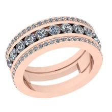1.43 Ctw SI2/I1 Diamond 14K Rose Gold Wedding/Anniversary /Engagement Band Ring