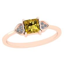 0.53 Ctw I2/I3 Citrine And Diamond 10K Rose Gold Ring