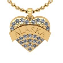 0.34 Ctw SI2/I1 Diamond 14K Yellow Gold Express your Country/ state love ALASKA Necklace