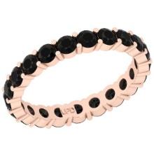 2.06 Ctw i2/i3 Treated Fancy Black Diamond Style Prong Set 14K Rose Gold Eternity Band Ring