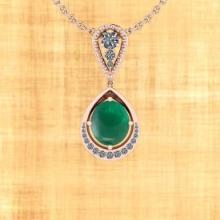 Certified 9.78 Ctw Emerald And Diamond I1/I2 14K Rose Gold Victorian Style Pendant Necklace